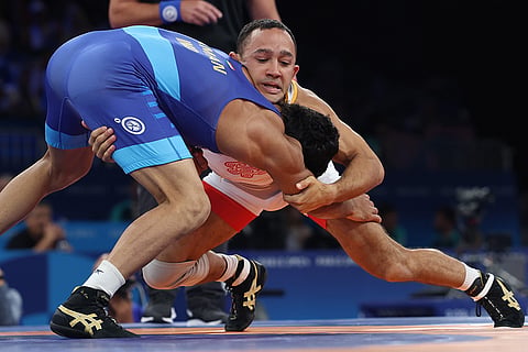 Aman Sehrawat competes in Men's Freestyle 57kg Bronze Medal match